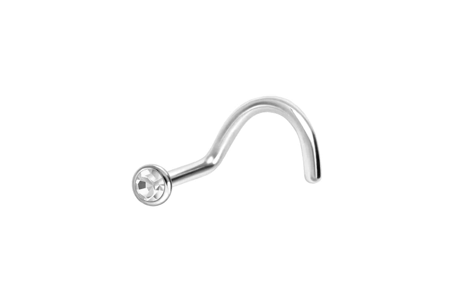 Titan Nasenstecker Nasenpiercing Spirale FLACHER KRISTALL